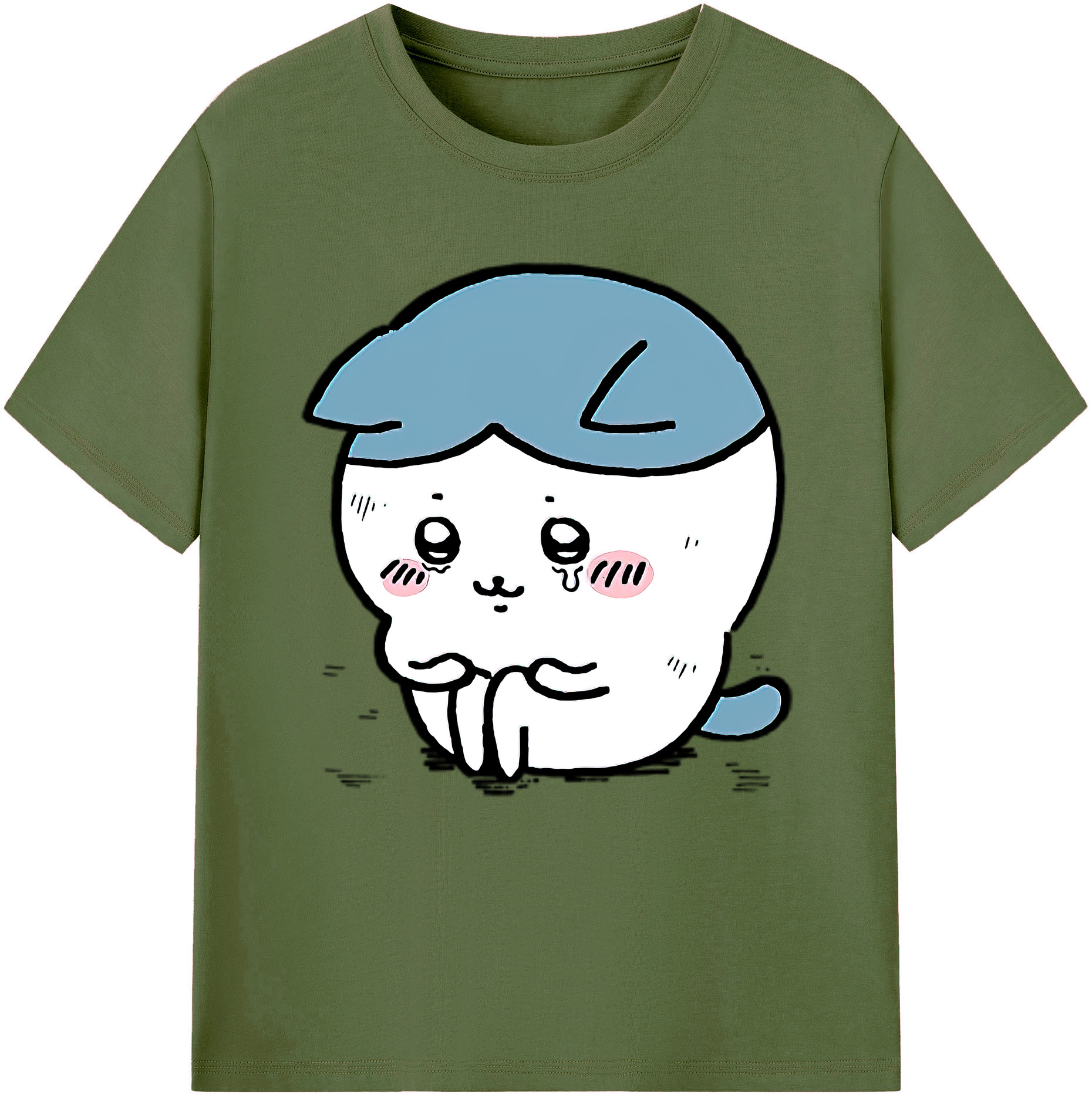 （画像用） ちいかわ ハチワレ Chii-kawa hachiware 綿100％半袖Tシャツ（フロントプリント）